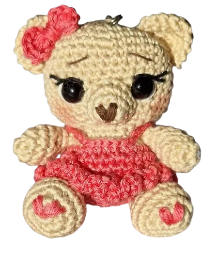 Orsetto amigurumi rosa fatto a mano all'uncinetto